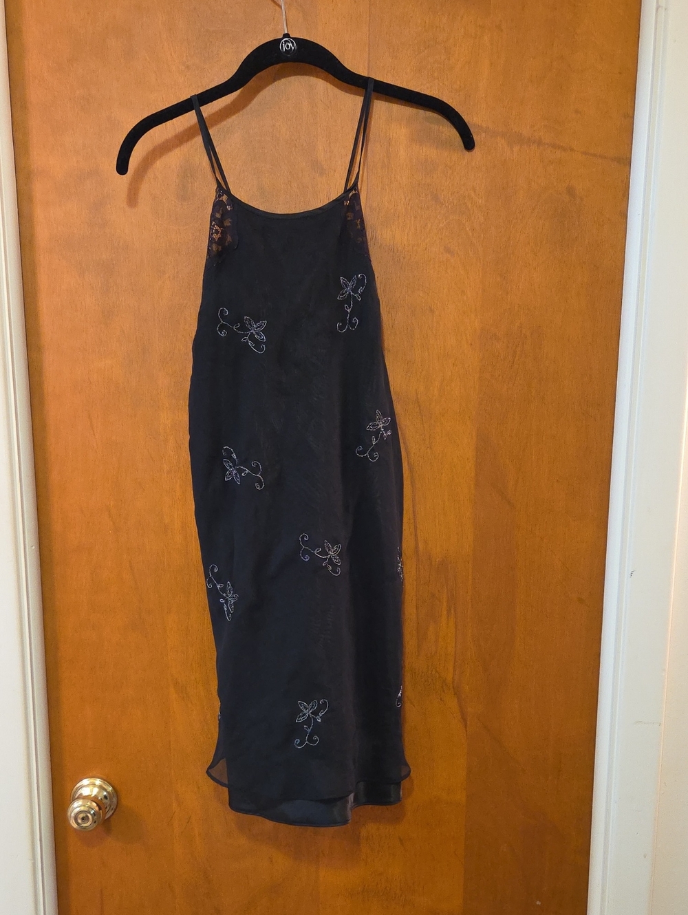 Valerie Stevens Black Embroidered Slip Dress - Women S